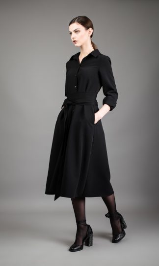 juoda elegantiska marskiniu tipo suknele moterims brandaus amziaus