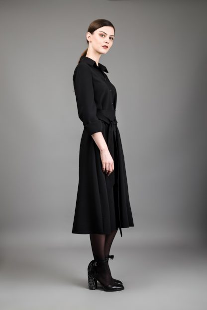 juoda elegantiska marskiniu tipo suknele moterims brandaus amziaus